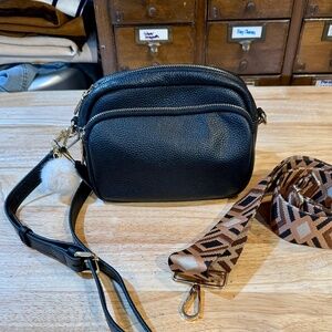Pom Pom London Black Bag with 2 straps